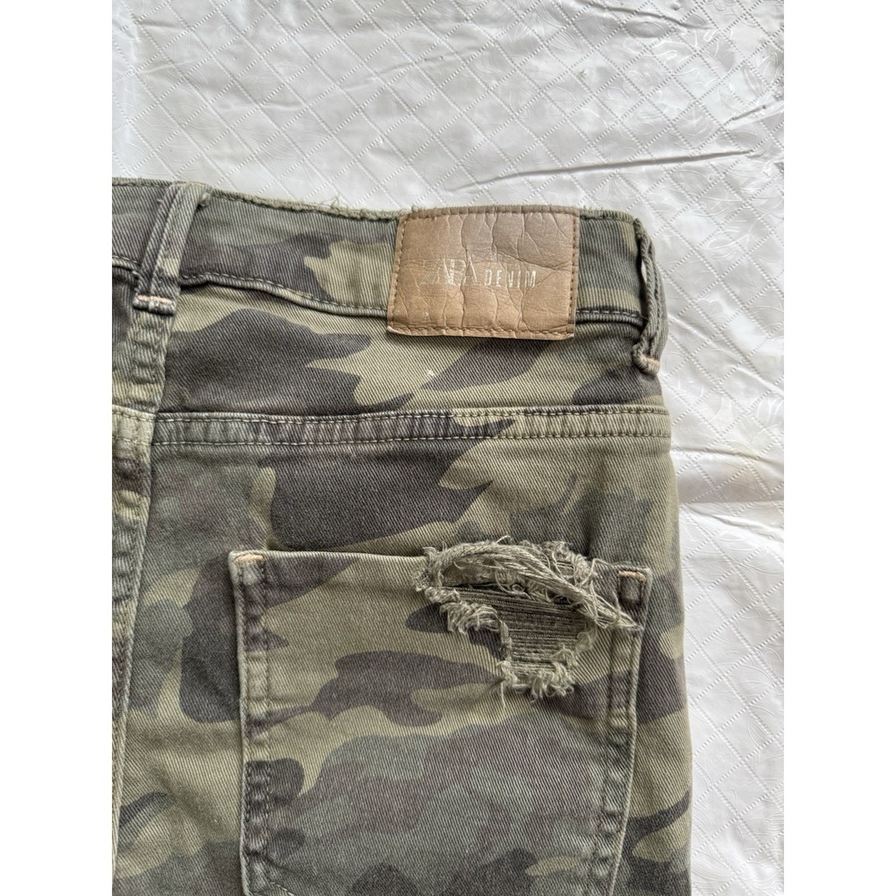 Zara Womens Camouflage Camo Print Low Rise Stretch Skinny Denim Jeans USA 6 - Picture 6 of 7